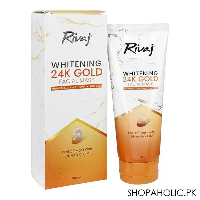 Rivaj Whitening 24k Gold Peel Off Facial Mask With Silk Amino Acid, Anti-Wrinkle, Acne & Toxin, 100ml - Image 3