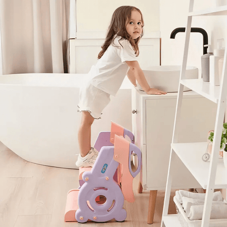 Ladder Potty Training Seat Commode Cover With Step Stool