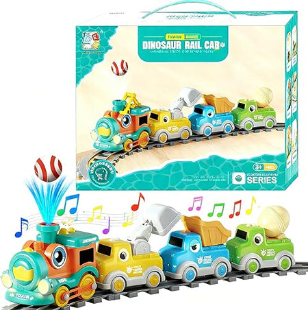 18 pcs kids dinosaur ball blowing train track set