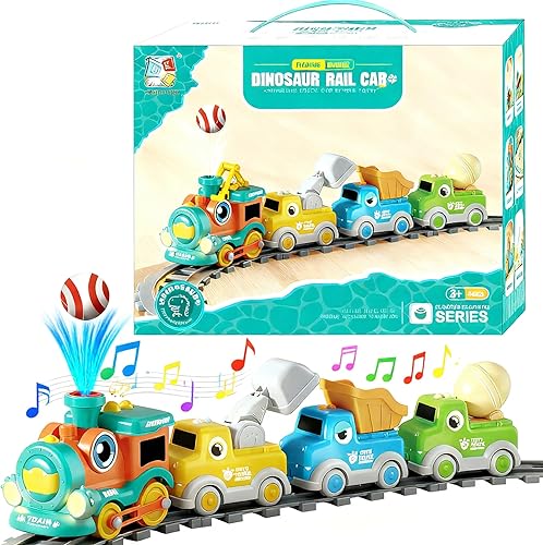 18 pcs kids dinosaur ball blowing train track set