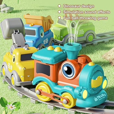 18 pcs kids dinosaur ball blowing train track set