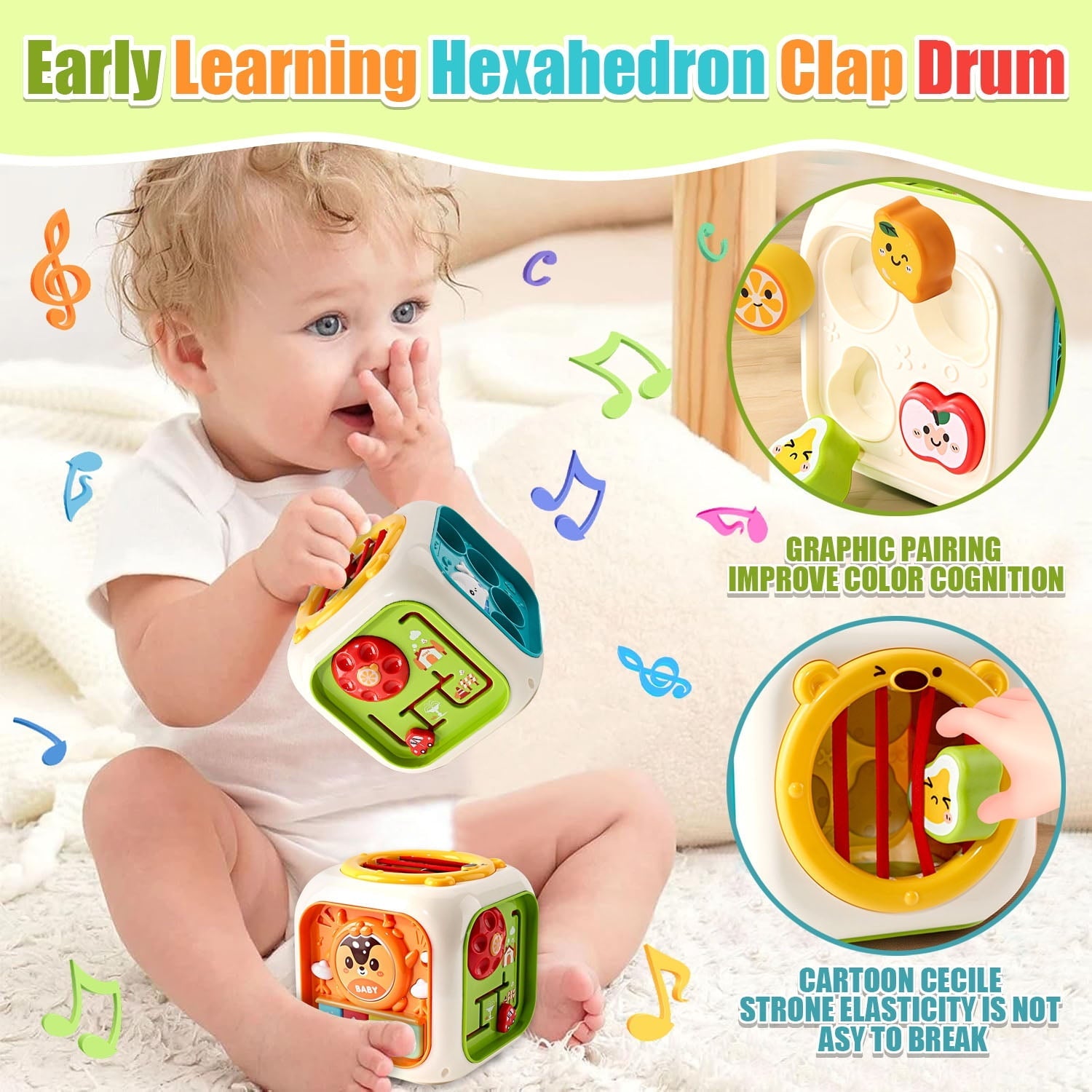 6 in 1 Activity Cube Box With Piano And Drum For Toddlers