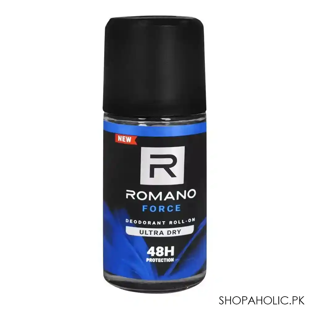 romano force ultra dry 48h deodorant roll on, for men, 50ml main image