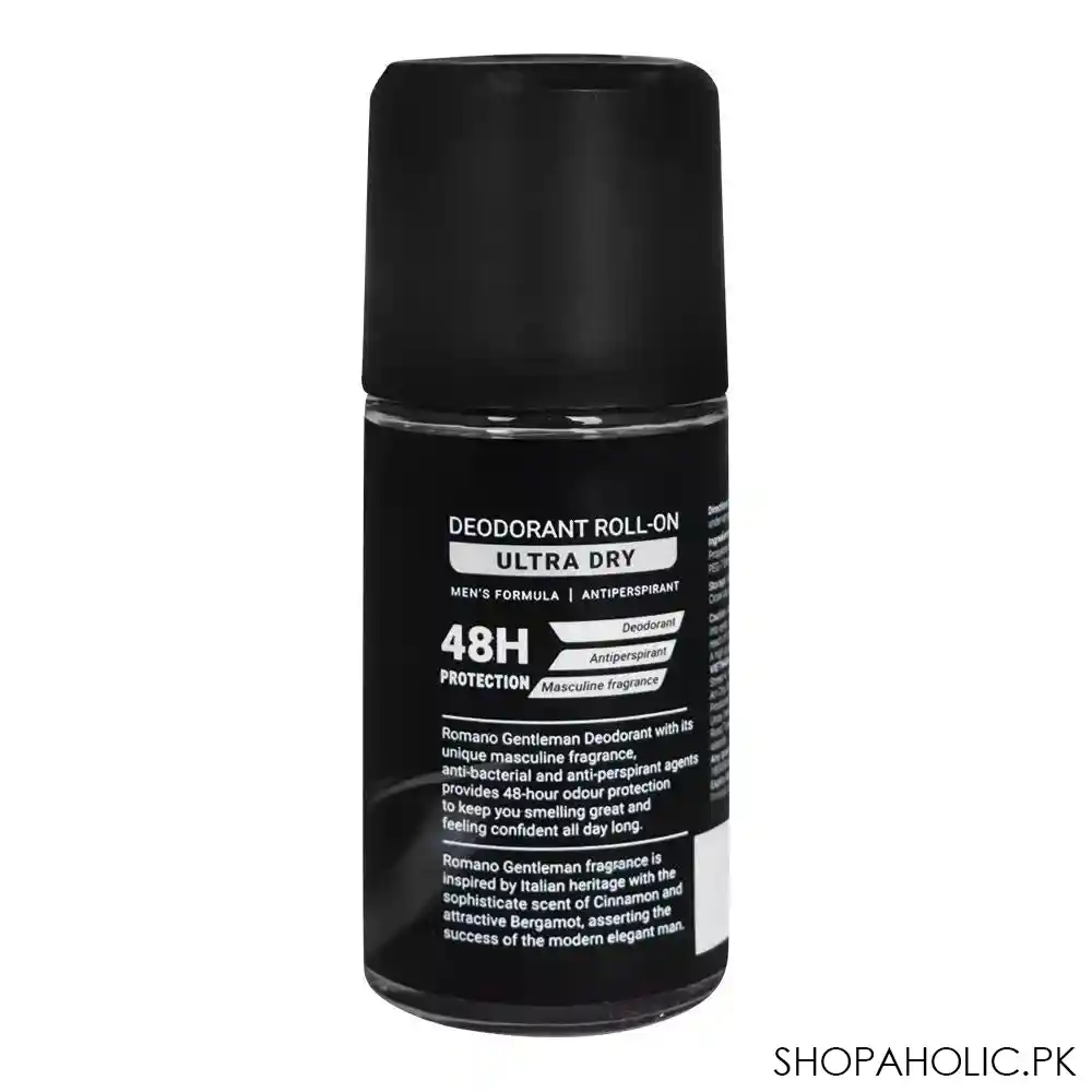 romano gentleman ultra dry 48h deodorant roll on, for men, 50ml image2
