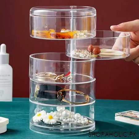 rotatable jewelry storage box with lid organizer image2