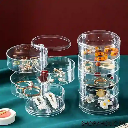 rotatable jewelry storage box with lid organizer image3