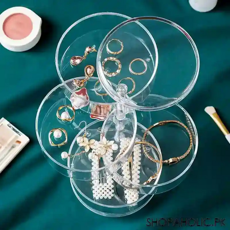 rotatable jewelry storage box with lid organizer image4