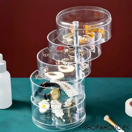 rotatable jewelry storage box with lid organizer image5