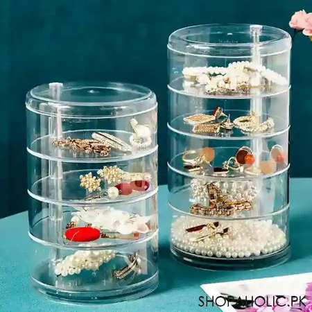 rotatable jewelry storage box with lid organizer main image
