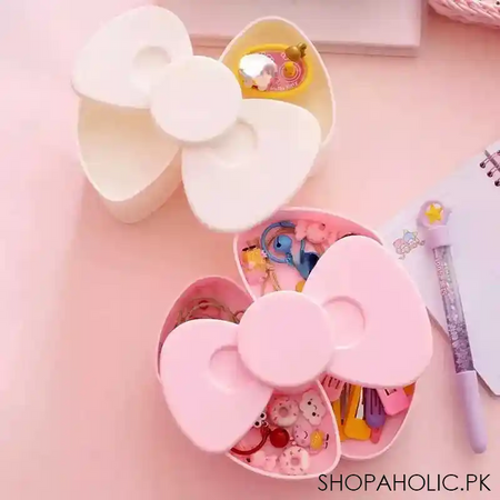 rotatable multi layer bow shaped jewelry storage box image5