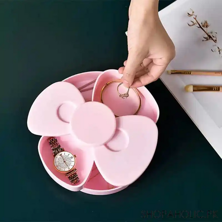 rotatable multi layer bow shaped jewelry storage box main image