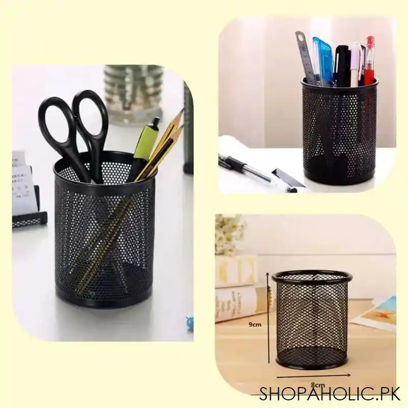 round metallic pen and pencil holder stationary organizer   small image2