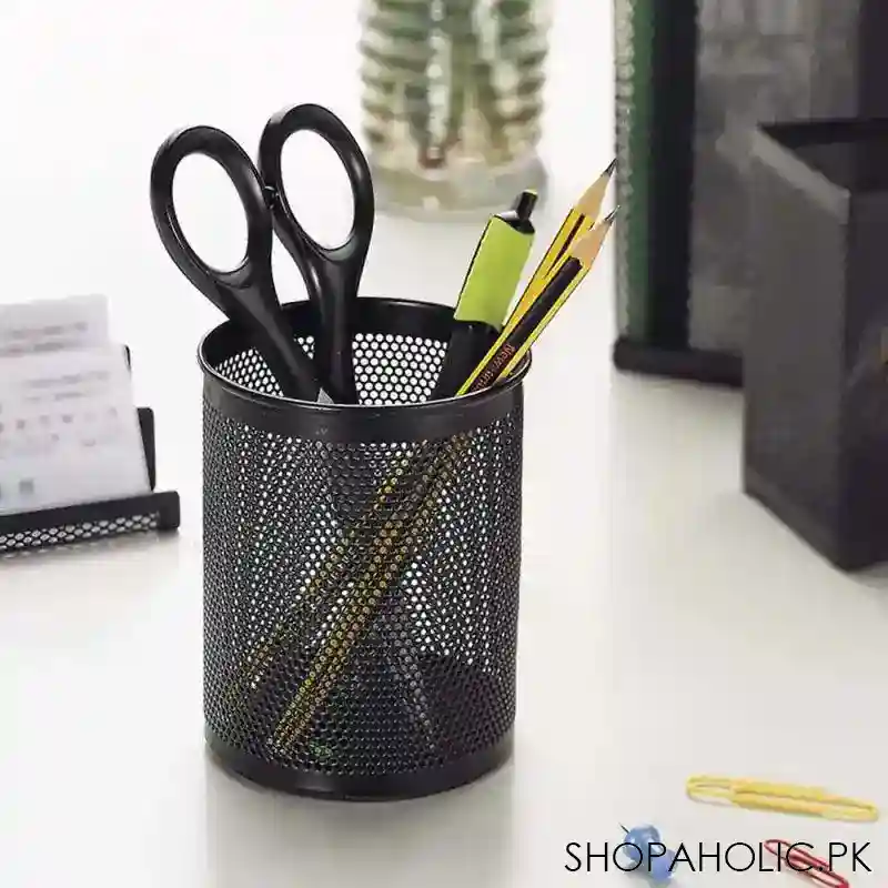 round metallic pen and pencil holder stationary organizer   small main image