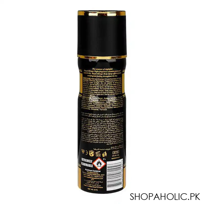 Royal Mirage Night Refreshing Perfumed Body Spray, For Men & Women, 200ml - Image 3