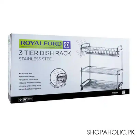 royalford 3 tier dish rack & glass holder, rf8294 image2