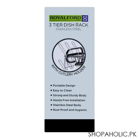 royalford 3 tier dish rack & glass holder, rf8294 image3