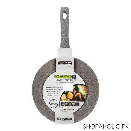 royalford granite smart frypan, 24cm, grey, rf9463 main image