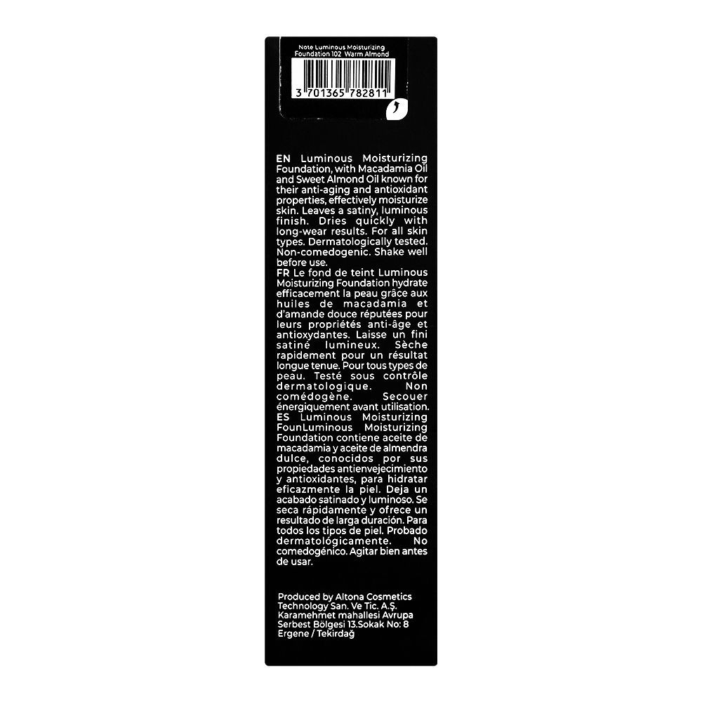 J. Note Luminous Moisturizing Foundation, 102 Warm Almond, SPF 15, For Dry Skin - Image 3