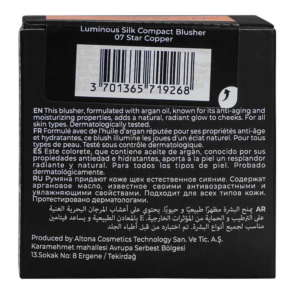 J. Note Luminous Silk Compact Blusher, 07 Star Copper, With Argan Oil - Image 4