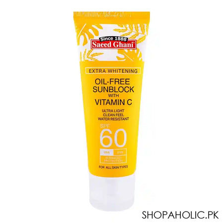 Saeed Ghani Extra Whitening Vitamin C Oil-Free Sun Block SPF60, 60ml Main Image