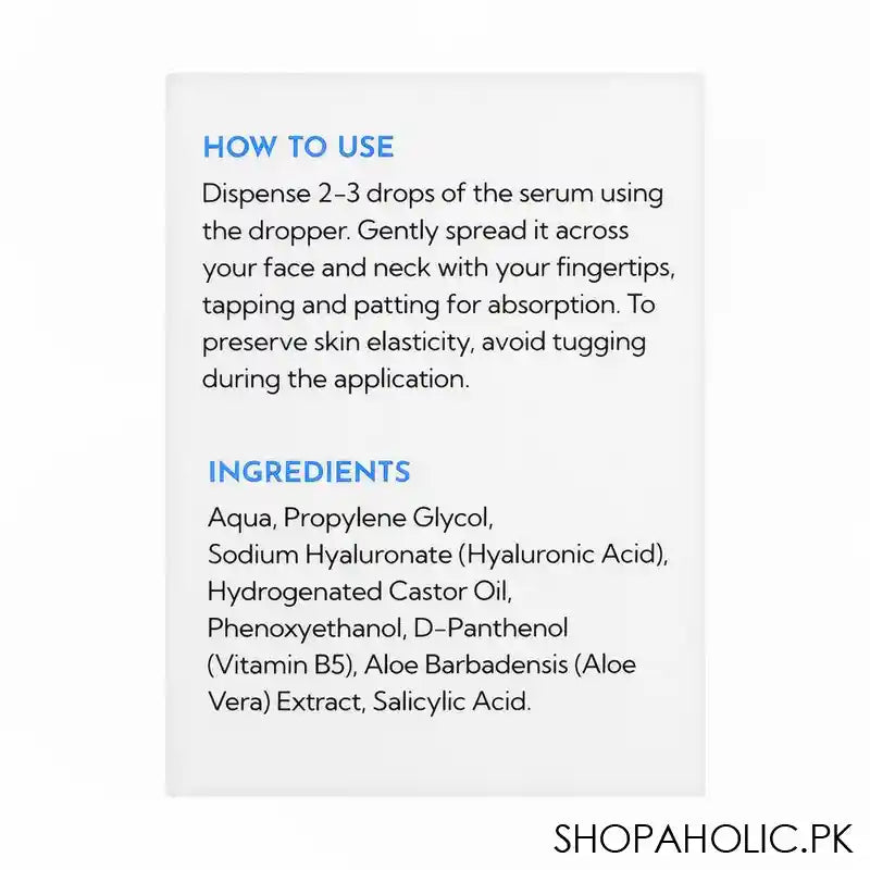 Saeed Ghani Radiance Boosting Hyaluronic Acid Super Serum, Infused With Vitamin B5 & Aloe Vera, 30ml - Image 3