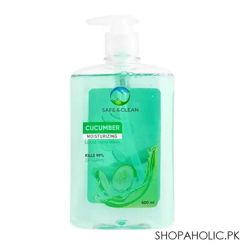 safe & clean cucumber moisturizing liquid hand wash, 500ml main image