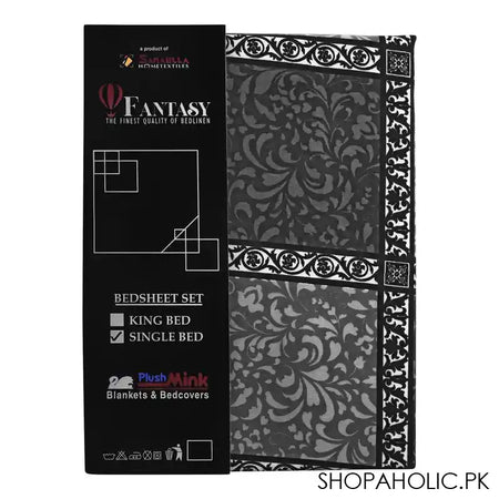 Sanaullah Fantasy Double Cotton Bed Sheet, Grey - Image 3