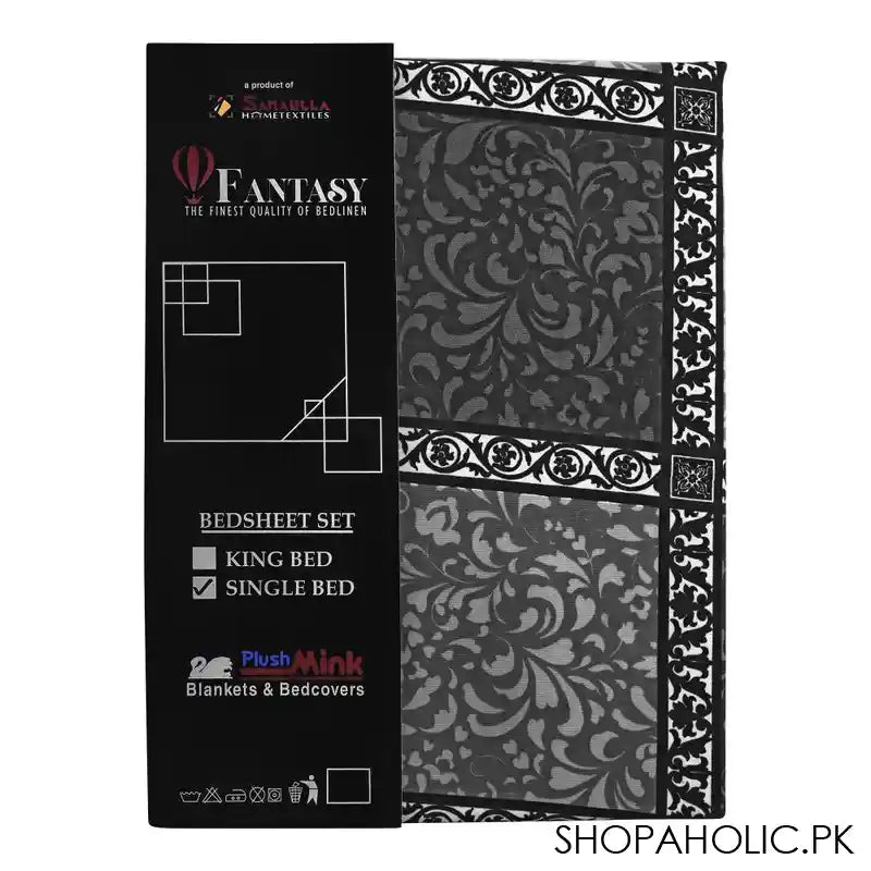 Sanaullah Fantasy Double Cotton Bed Sheet, Grey - Image 3