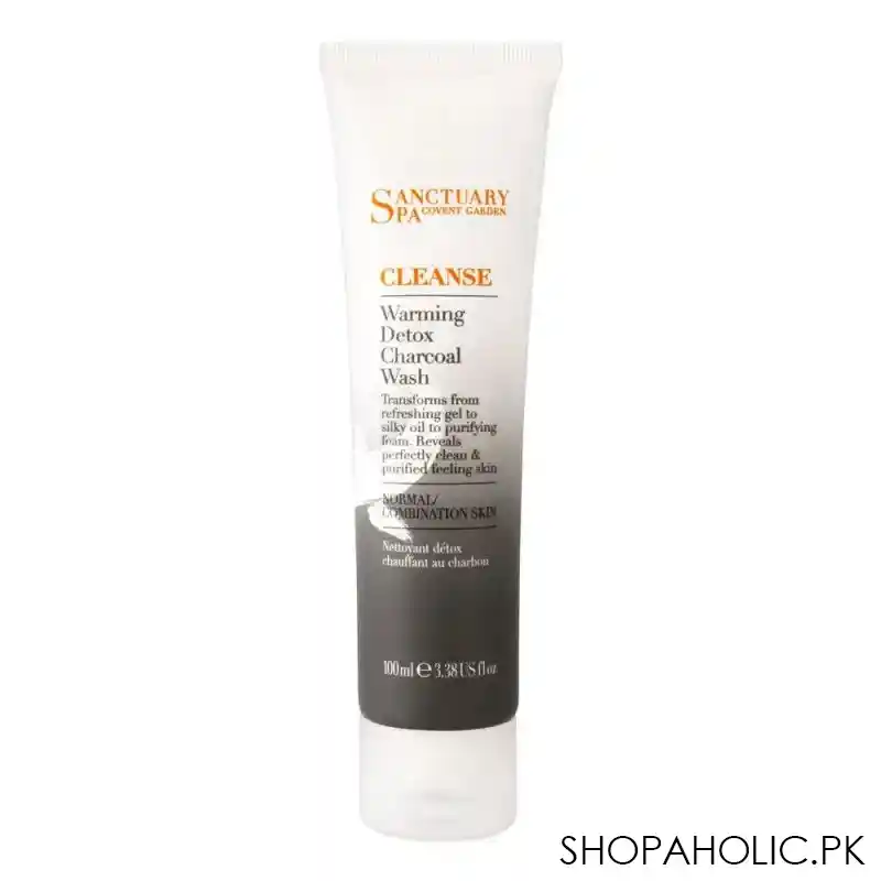 sanctuary spa cleanse warming detox charcoal face wash, normal/combination skin, 100ml main image