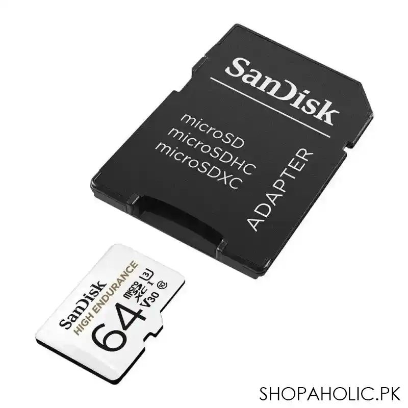 sandisk 64gb high endurance micro sdxc card with adapter, 100mb/s main image