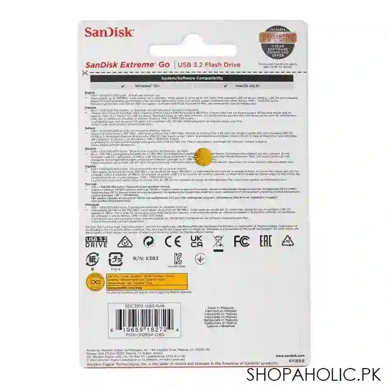 sandisk extreme go 3.2 gen 1 flash drive, 395mb/s, 128gb image3