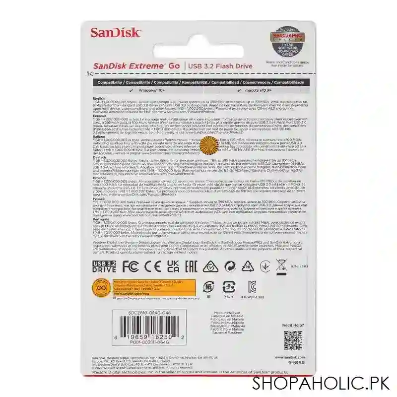 sandisk extreme go usb 3.2 flash drive, 395mb/s, 64gb image3