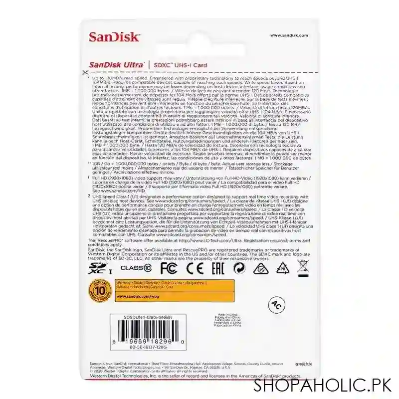 sandisk ultra 128gb sdxc uhs 1 card, 120mb/s image3