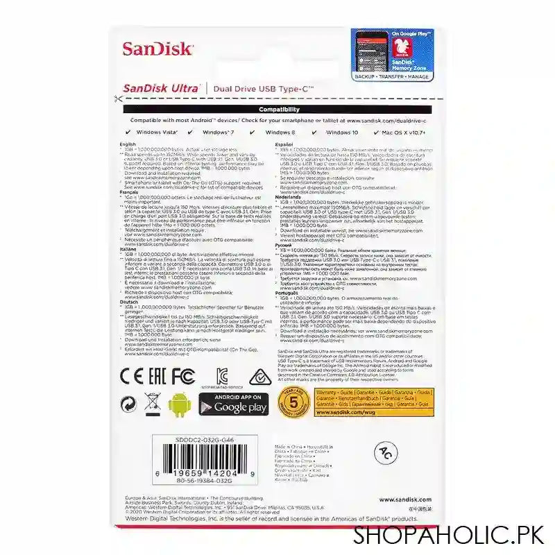 Sandisk Ultra 32GB Dual USB Drive, Type-C - Image 2