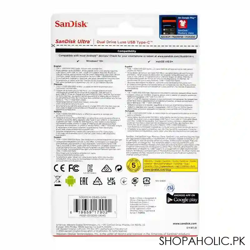 Sandisk Ultra 64GB Dual Drive Luxe USB Type-C, SDDC4-064G-G46 - Image 2