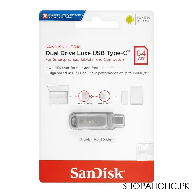 Sandisk Ultra 64GB Dual Drive Luxe USB Type-C, SDDC4-064G-G46 - Image 4