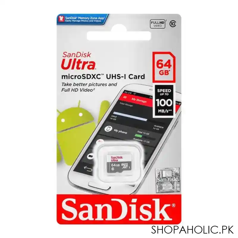 sandisk ultra 64gb micro sdxc uhs 1 card, speed upto 100 mb/s image2