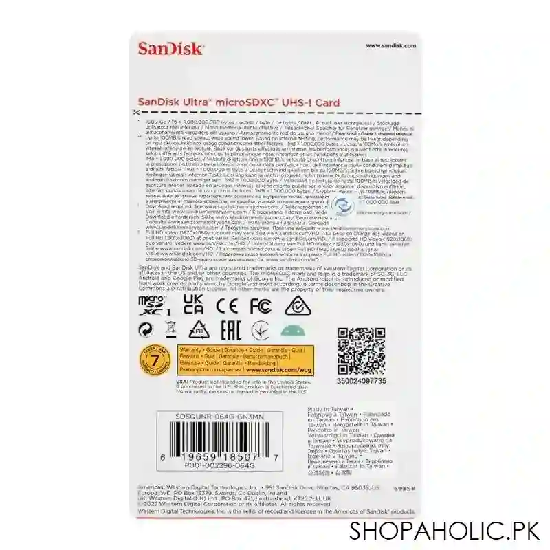 sandisk ultra 64gb micro sdxc uhs 1 card, speed upto 100 mb/s image3