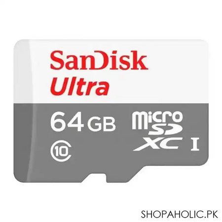 sandisk ultra 64gb micro sdxc uhs 1 card, speed upto 100 mb/s main image