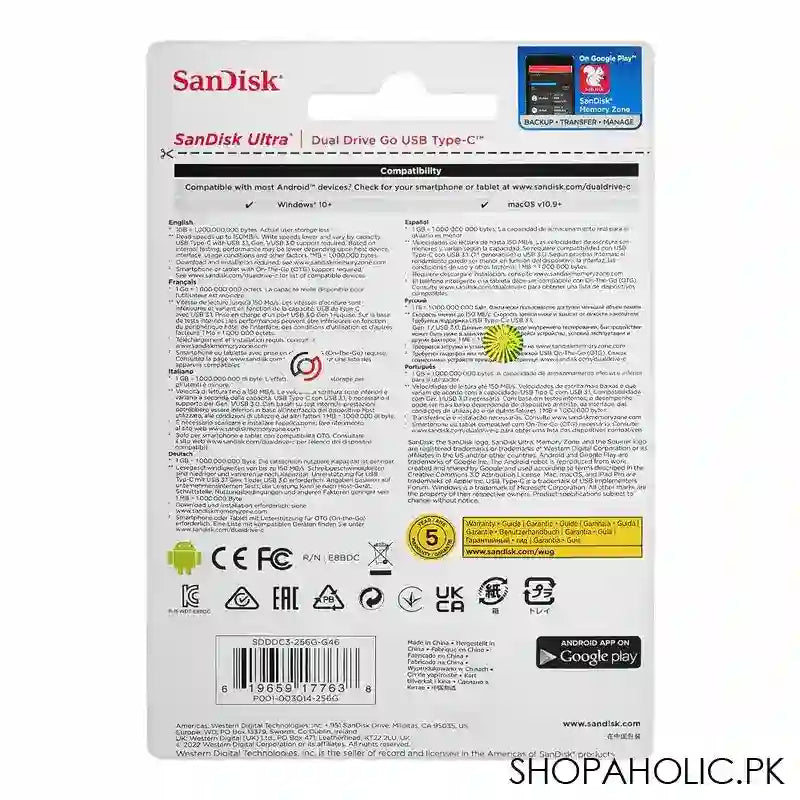 Sandisk Ultra Dual Drive Go USB Type-C, 256GB, SDDDC3-256G-G46 - Image 4