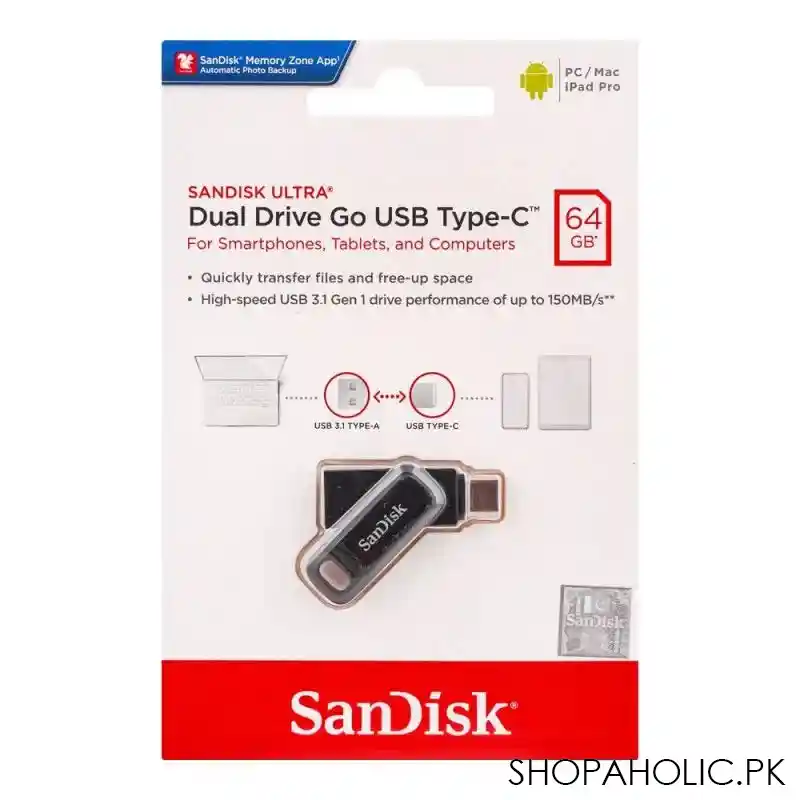 sandisk ultra dual drive go usb type c, 64gb main image