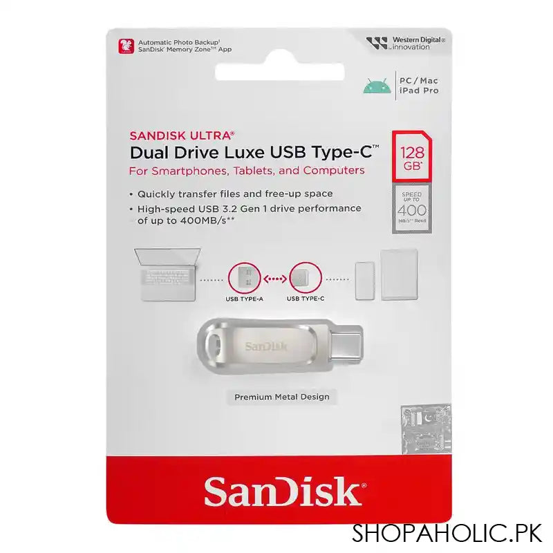 Sandisk Ultra Dual Drive Luxe USB Type-C, 128GB, SDDC4-128G-G46 - Image 2
