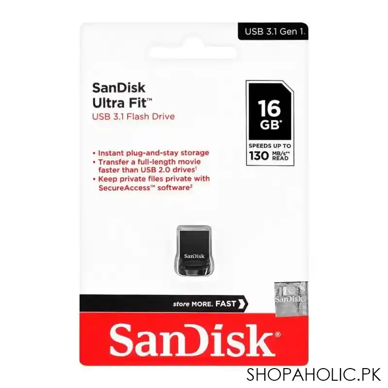 sandisk ultra fit 16gb usb 3.1 flash drive, gen 1, speed upto 130mb/s image5