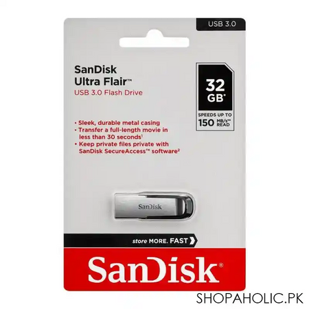 sandisk ultra flair 32gb usb 3.0 flash drive 150mb/s image3