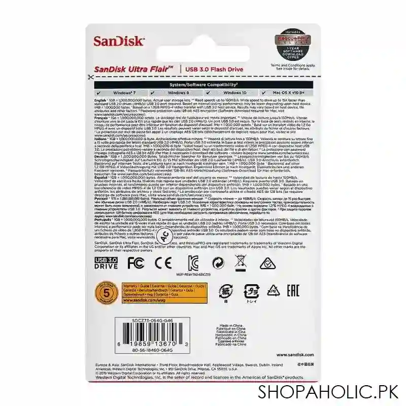 sandisk ultra flair 64gb usb 3.0 flash drive 150mb/s image4