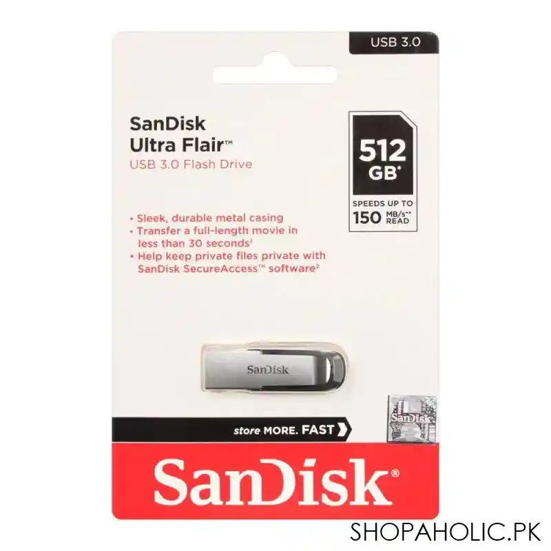 sandisk ultra flair usb 3.0 512gb flash drive main image