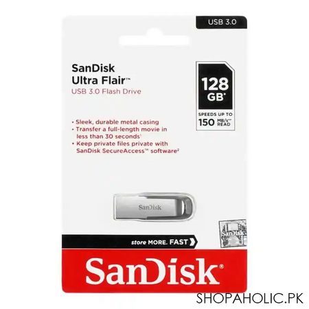 sandisk ultra flair usb 3.0 flash drive, speed upto 150mb/s, 128gb image3
