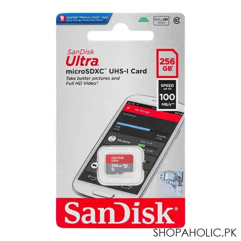 sandisk ultra micro sdxc uhs 1 card, 100 mb/s, 256gb image2