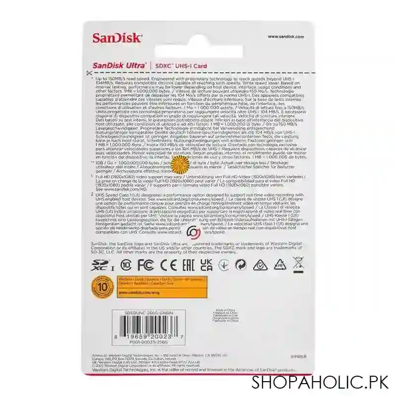 sandisk ultra sdxc uhs 1 card, 150mb/s, 256gb image3