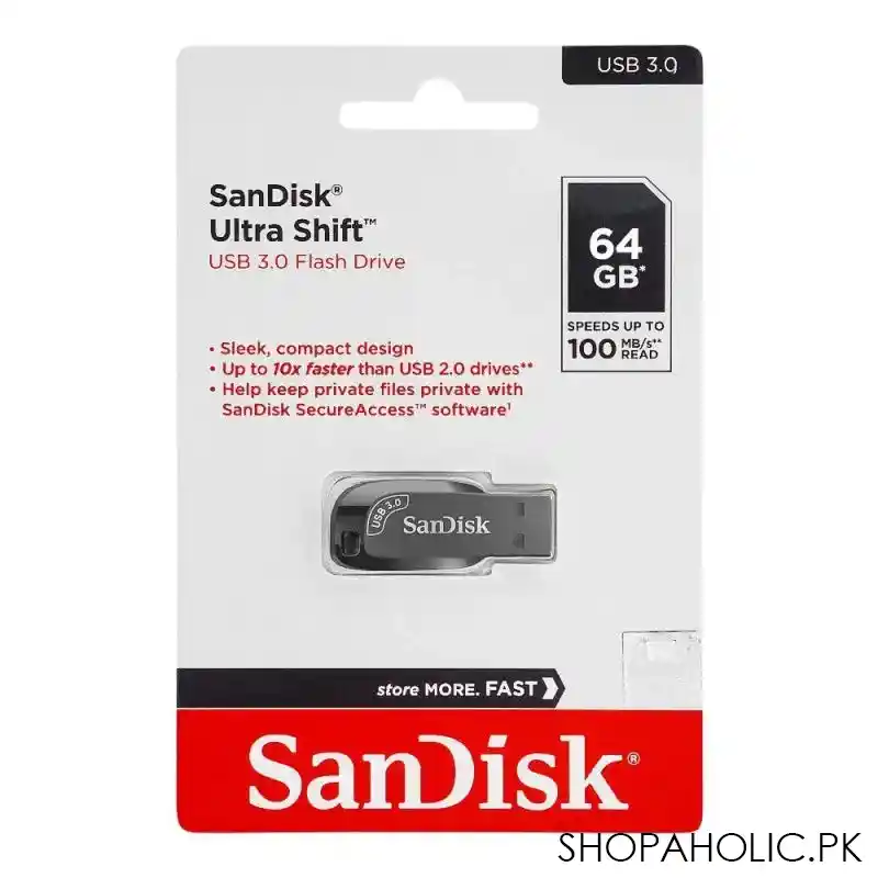 sandisk ultra shift usb 3.0 flash drive, 100mb/s, 64gb image2